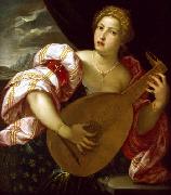 Young Woman Playing a Lute